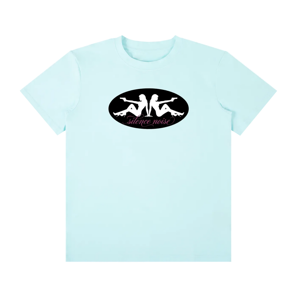 “GIRLS.AND.GUNS” TEE BABY BLUE