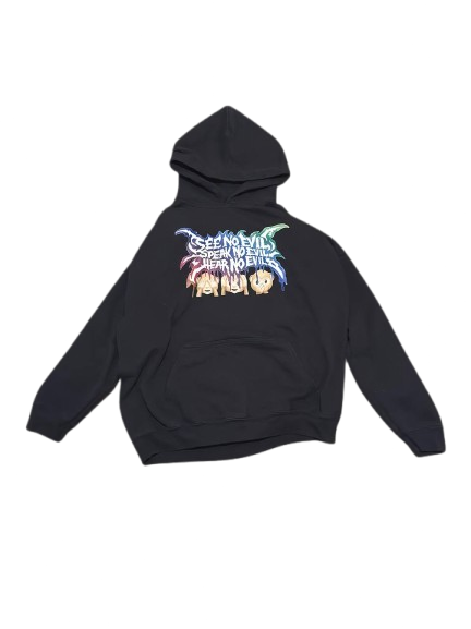 "SEE, SPEAK, HEAR NO EVIL" HOODIE BLACK